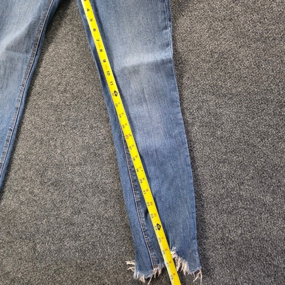 Zara The Skinny Jeans Womens‎ 6 Medium Wash Distressed Frayed Stepped Hem Blue - Picture 8 of 12